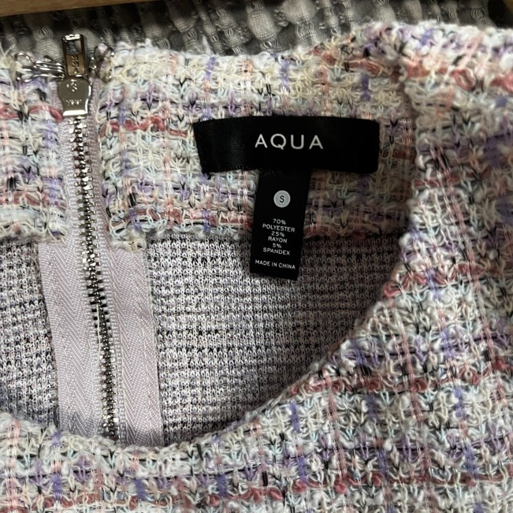 NEW Aqua Pastel Colored Tweed Mini Dress Size Small - Picture 2 of 9
